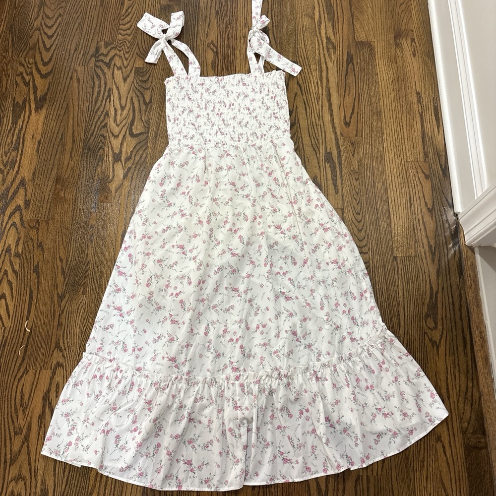 Amazon White and Pink Floral Maxi Dress